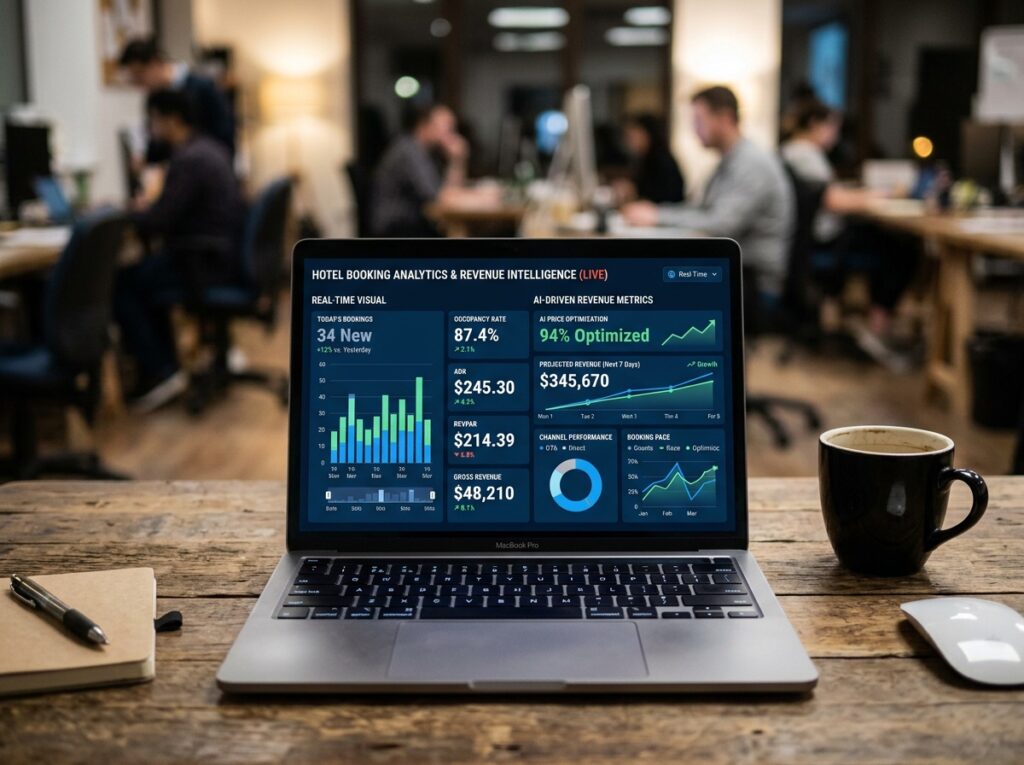 Cloudbeds yapay zeka destekli gelir yönetimi ve veri analitiği paneli
